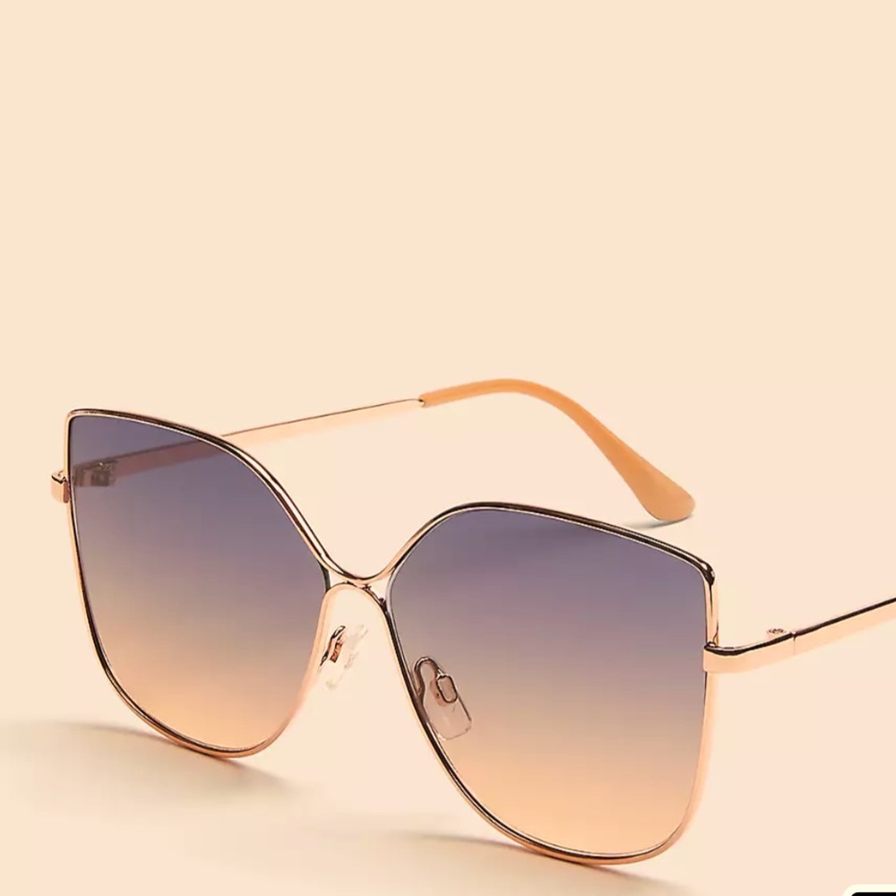 Rose Goldtone Oversized Cat Eye Ombré Tint Shades Sunglasses Sunnies